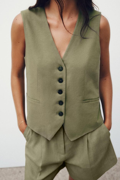 Tailored Linen Blend Waistcoat from Zara 