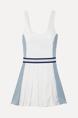 Legacy Lucette Striped Pleated Stretch Recycled-Jersey Tennis Dress from The Upside