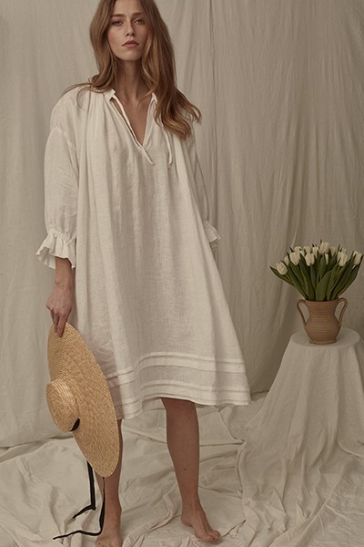 Margaux Linen Dress in Salt from Rêve En Vert