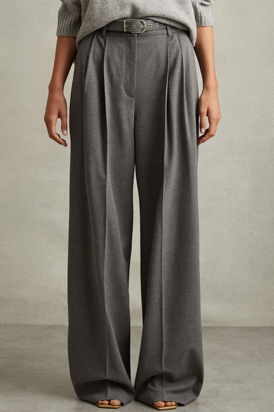 Freja Wide Belted Wide Leg Trousers from Reiss