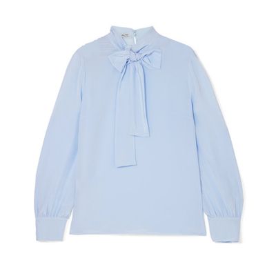 Pussy-Bow Silk Crepe De Chine Blouse from Miu Miu