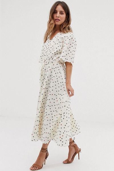 Estelle Midi Dress in Cross Print