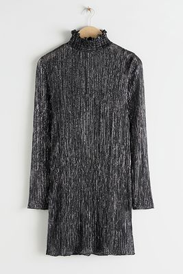 Smocked Turtleneck Mini Glitter Dress from & Other Stories