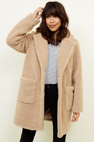 Cream Teddy Coat from New Look