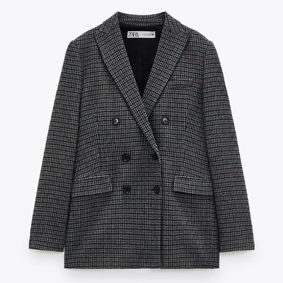 Houndstooth Wool Blend Blazer from Zara