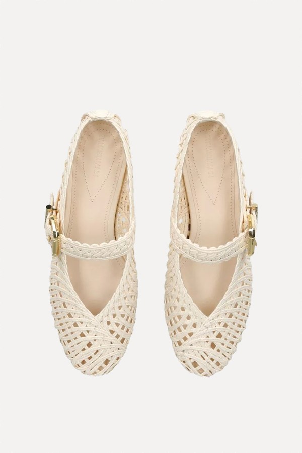 Gleam Woven Raffia Ballet Flats from Zimmermann