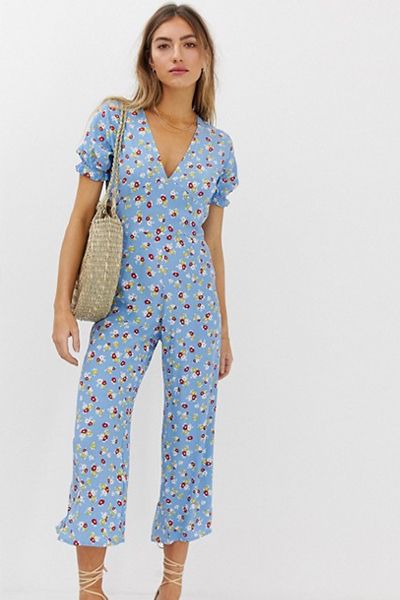 Mallory Floral Jumpsuit with Frill Sleeve