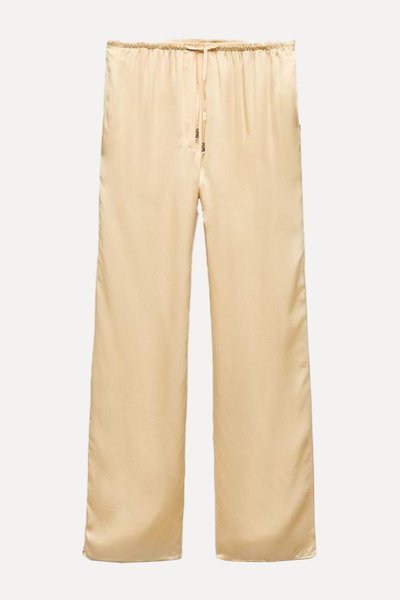Embroidered Satin Trousers from Zara