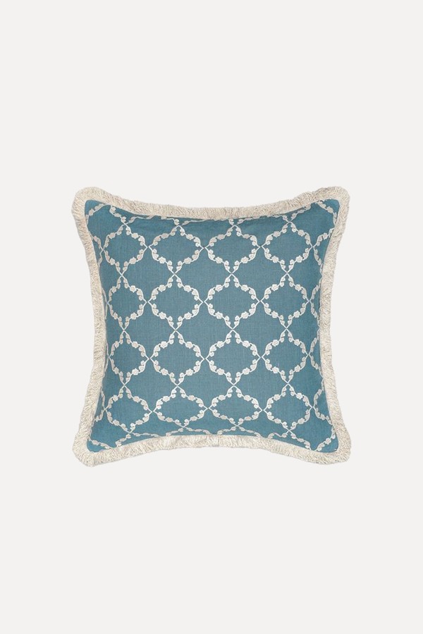 Embroidered Linen Cushion from Birdie Fortescue