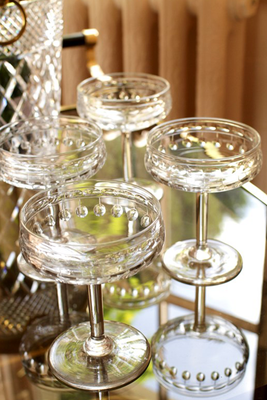 Val St Lambert ‘Cordoba’ Crystal Champagne Coupes from  House Of Hummingbird