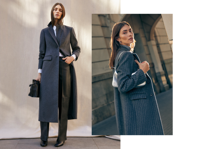 Lydia Long Wool Pinstripe Coat