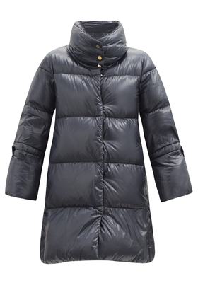 Funnel-neck Quilted Down Coat