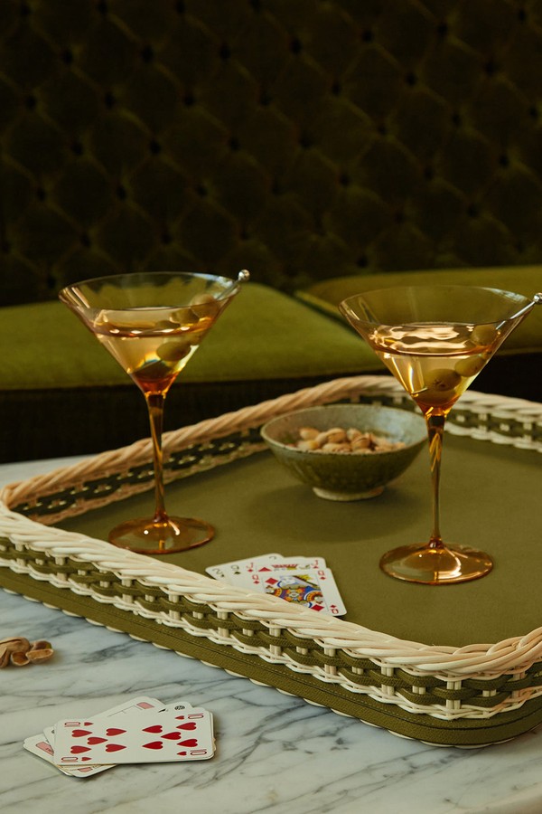 Leather & Rattan Tray from Giobagnara