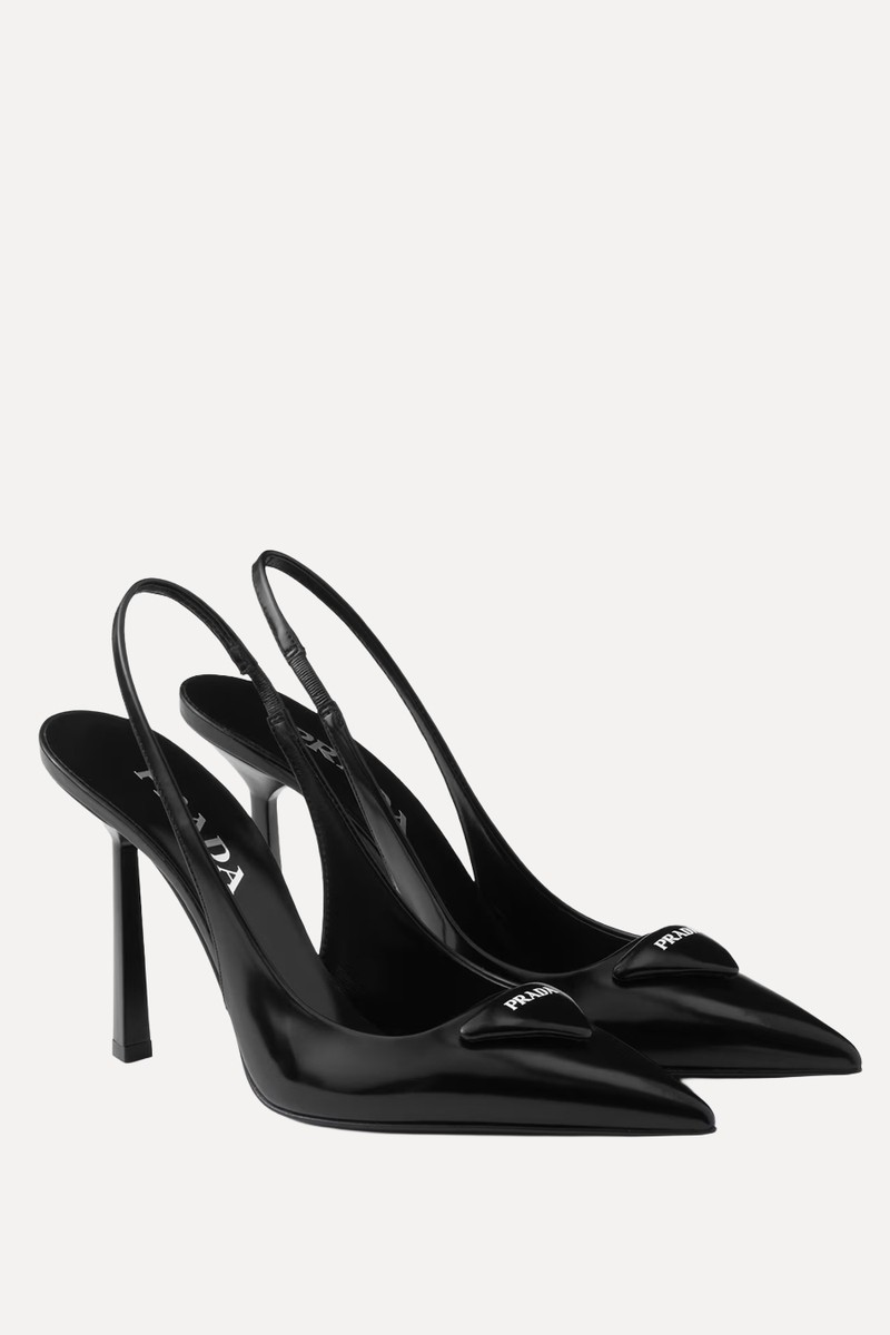 Brushed Leather Slingback Pumps