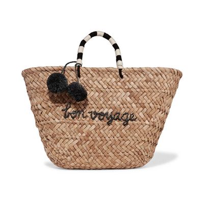 Embroidered Woven Straw Tote from Kayu