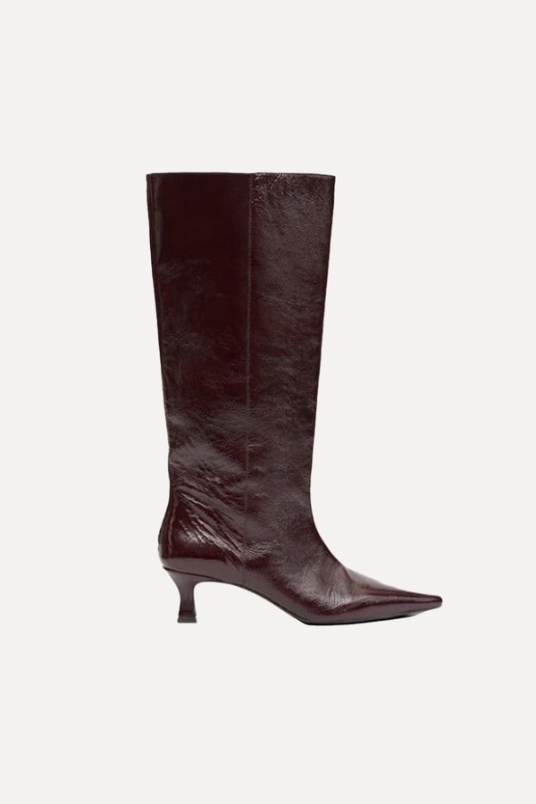 x from Katlynn Leather Patent Kneehigh Boots, £280 | Hush