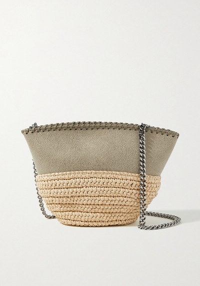 The Falabella Vegetarian Brushed-Leather & Raffia Shoulder from Stella McCartney