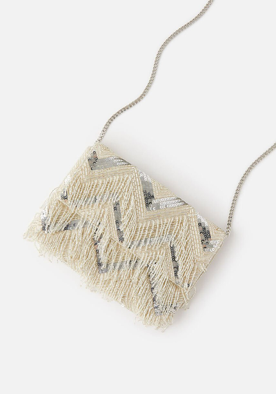 Shimmer Fringe Blutch Bag from Accessorize