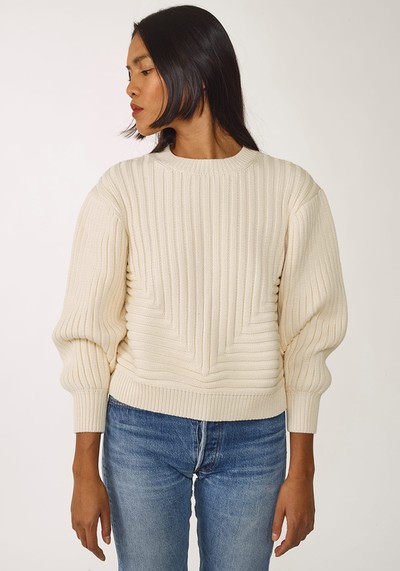 Off White Organic Cotton Rib Jumper