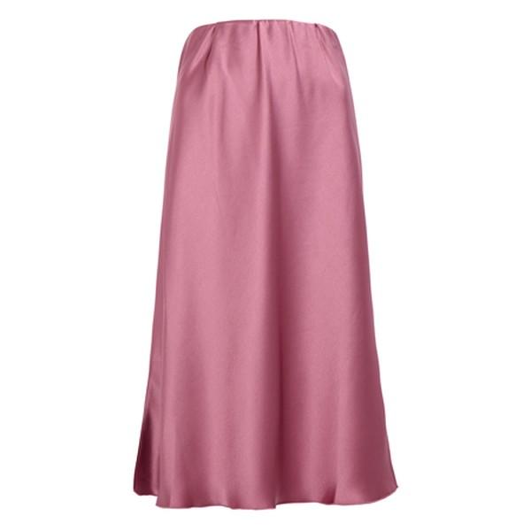 Zarina Dusty Pink Satin Midi Skirt from Nanushka