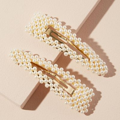 Set of Two Faux Pearl-Embellished Hair Clips from Anthropologie