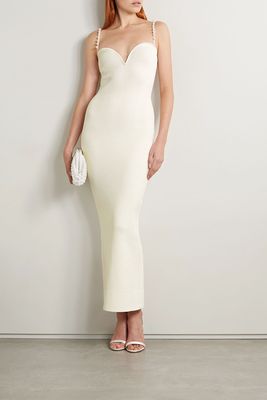 Thalia Faux Pearl-Embellished Ribbed-Knit Gown from Galvan