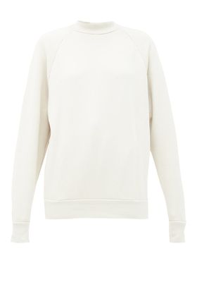 High-Neck Brushed-Back Cotton Sweatshirt