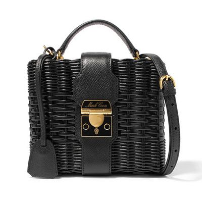 Harley Rattan And Textured Leather Shoulder from Mark Cross