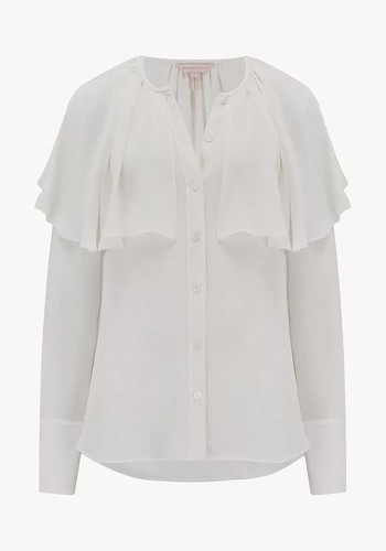 Silk Georgette Ruffle Detail Blouse from Rebecca Taylor