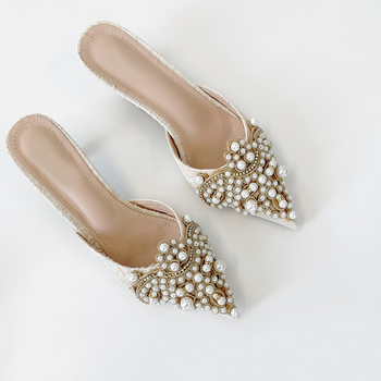 Valentina Pearl Embellished Kitten Heel from Vita Grace