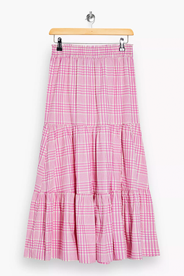 Check Tiered Midi Skirt from Topshop