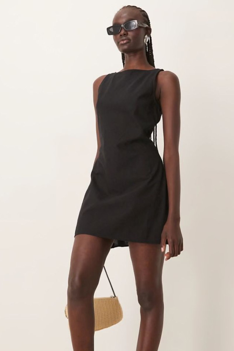 Square High Neck Mini Dress With Shirred Back from ASOS DESIGN