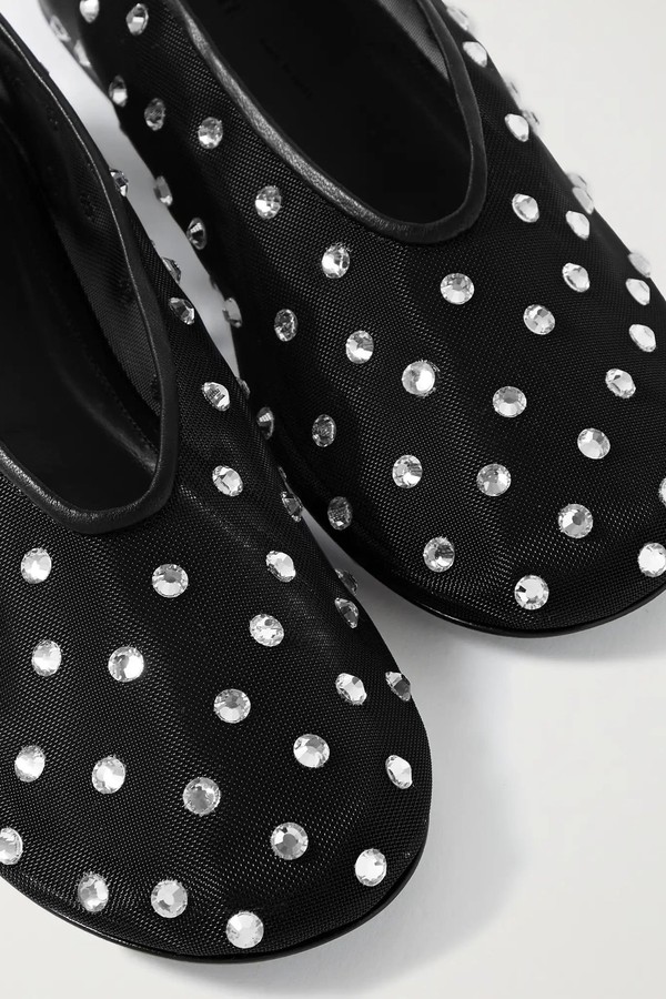 Marcy Crystal-Embellished Mesh Ballet Flats from Khaite