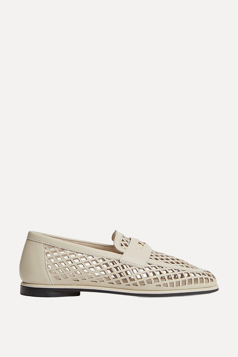 Cutout Leather Penny Loafers
