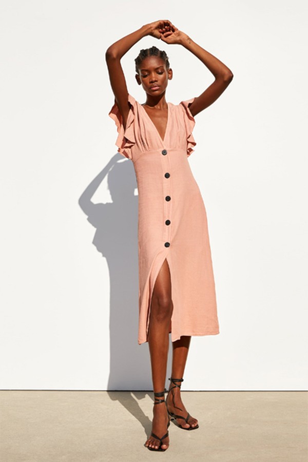 Rustic Dress with Ruffle Trim from Zara