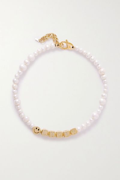 Lucky Gold-Plated, Pearl And Crystal Necklace from Martha Calvo