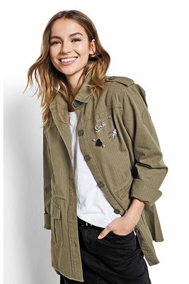 Longline Embroidered Military Jacket