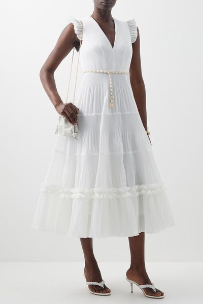 Pleated V-Neck Midi Dress from Zimmermann