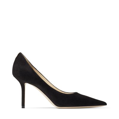 Black Suede Pointed Pumps with JC Emblem from Jimmy Choo