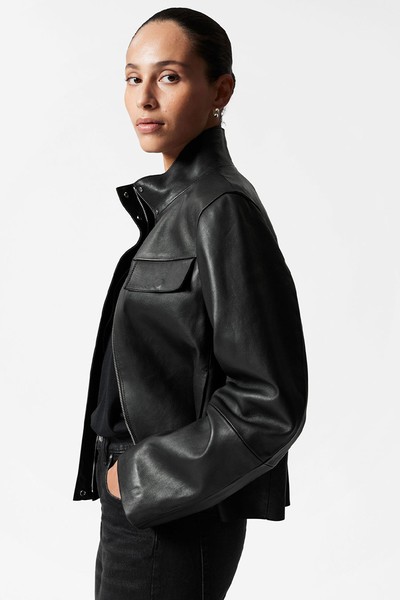 Flap-Pocket Leather Jacket