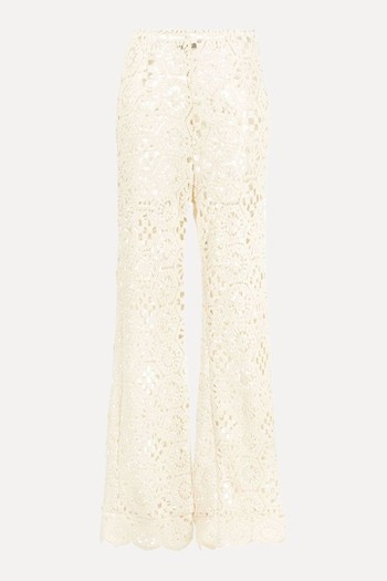 Crochet-Knit Wide-Leg Trousers from Rotate Birger Christensen