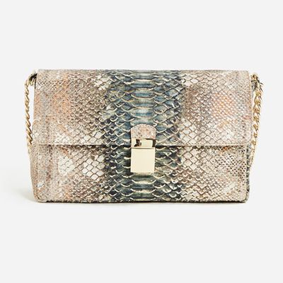 Lage Snakeskin Embossed City Bag from Uterque