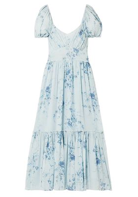 Angie Gathered Floral-Print Silk-Georgette Maxi Dress