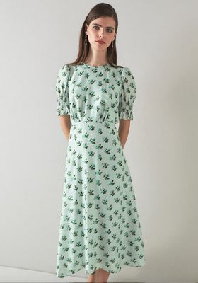 Tabitha Green Silk-Blend Spot Jacquard Primula Print Dress