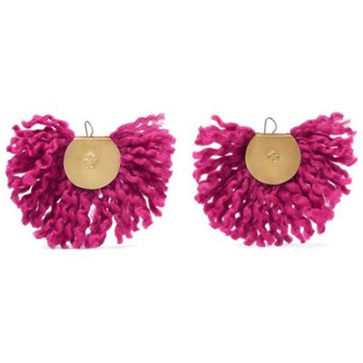 Fan Fringed Gold-Tone Earrings from Katerina Makriyianni