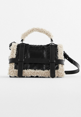 Quilted City Bag With Faux Shearling from Zara