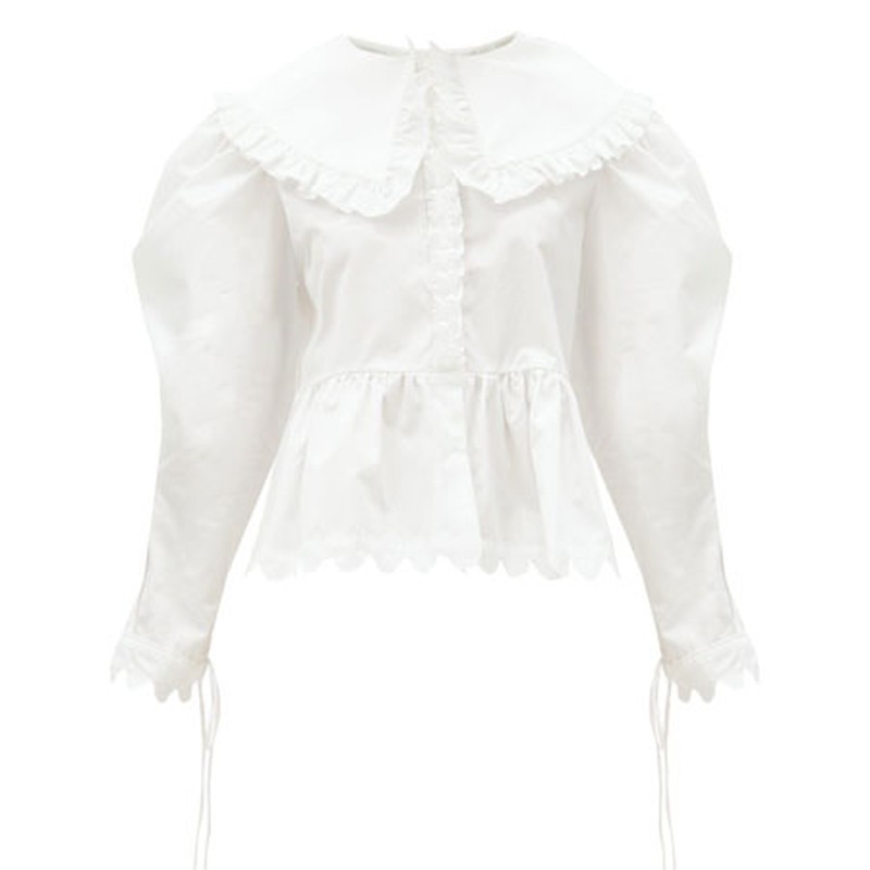Lisi Exaggerated-Collar Ruffled Cotton Blouse, £260 | Horror Vacui