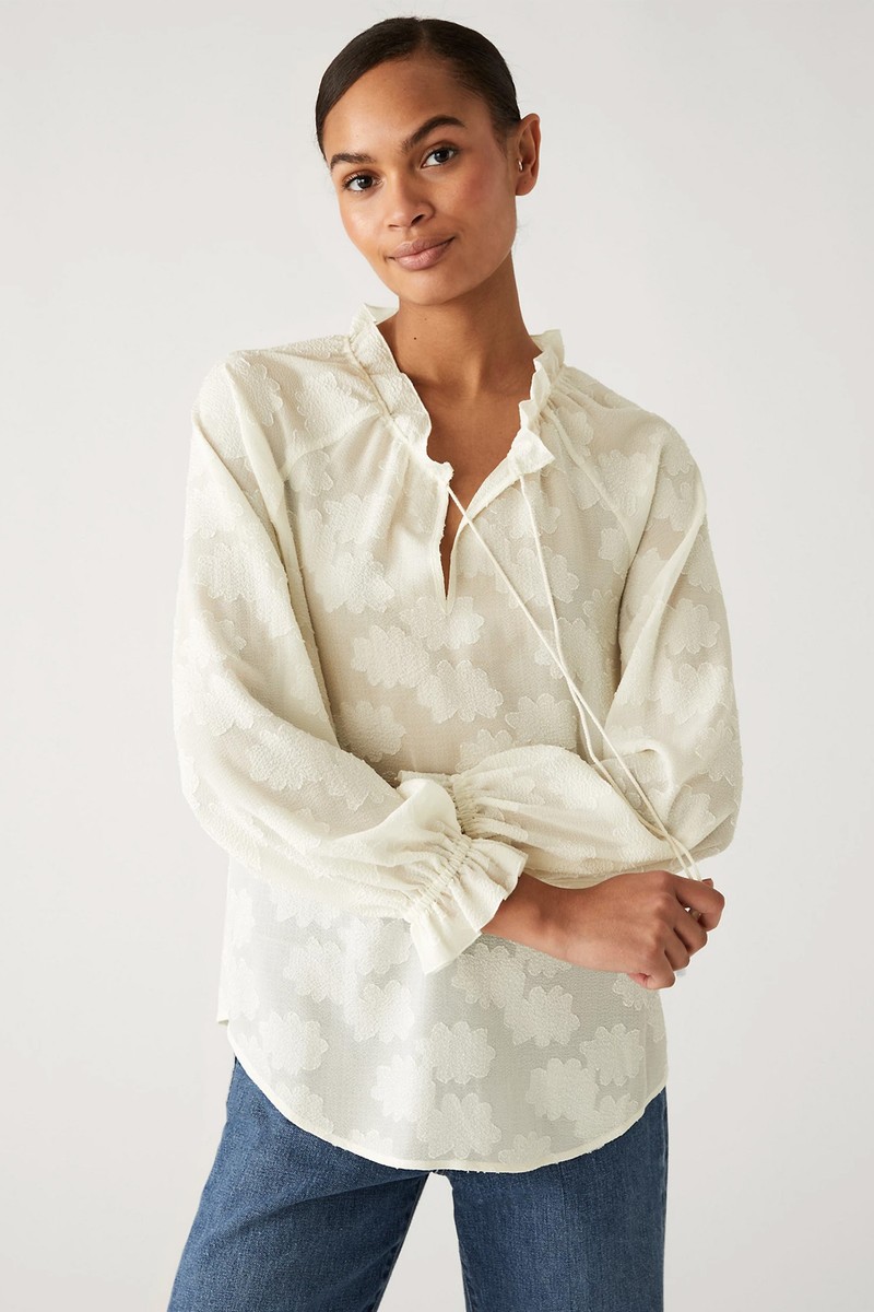 Jacquard V-Neck Popover Blouse from Marks & Spencer