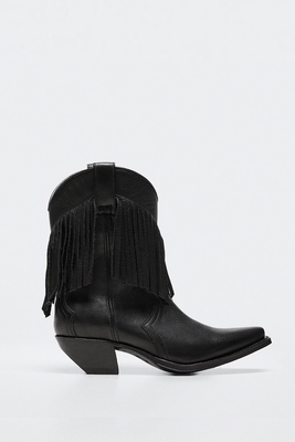 Fringed Leather Boots from Mango