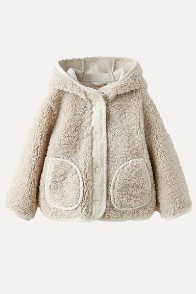 Hooded Faux Shearling Jacket from Zara